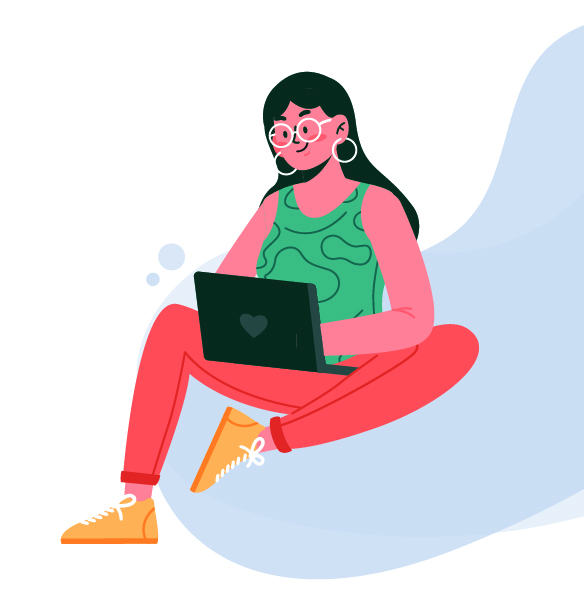 Ilustración de mujer con un ordenador